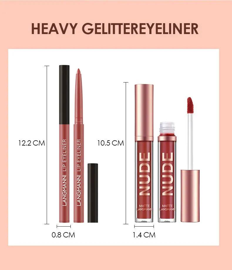 Embrace versatile lip makeup with our 12-Piece Waterproof Matte Lip Liner & Lipstick Set. Precision, brilliance, and more in one kit.