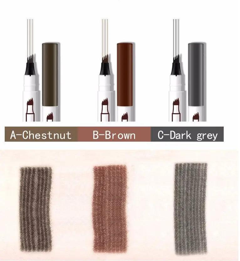 Waterproof Natural Eyebrow Pen Four-claw Eye Brow Tint Fork Tip Eyebrow Tattoo Pencil - Zera