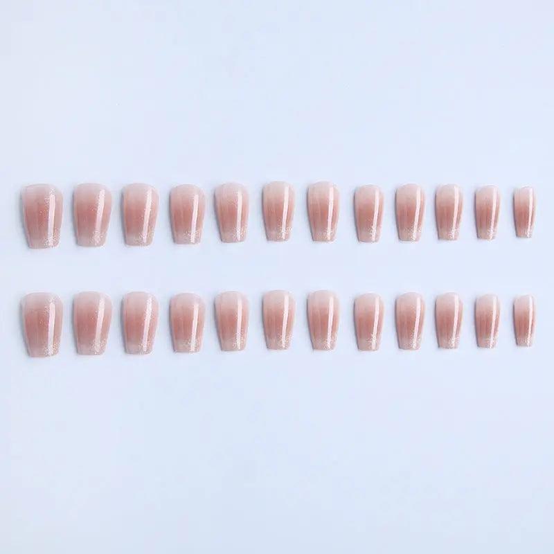 Wear Nail Short Blush French Cat Eye Handmade Manicure Wearable Nail Shaped Piece - BEAUTIRON
