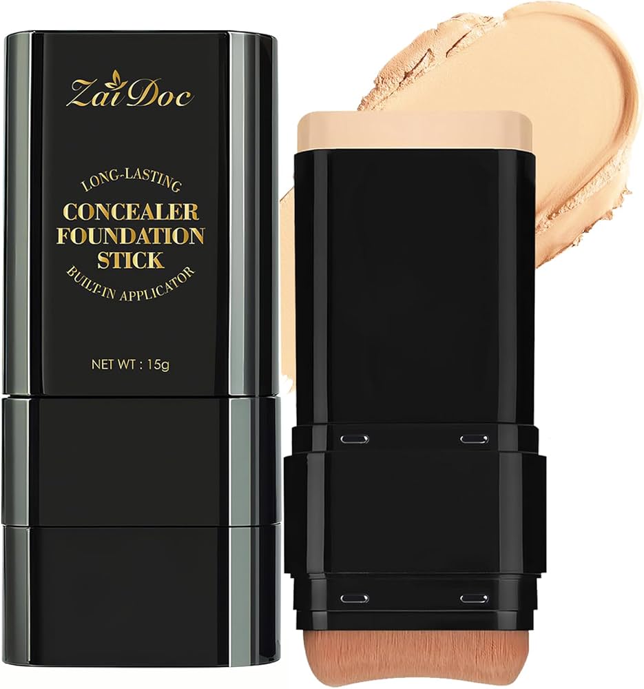 Concealer Foundation Stick, 2-in-1 Long-Lasting Foundation and Concealer with Brush