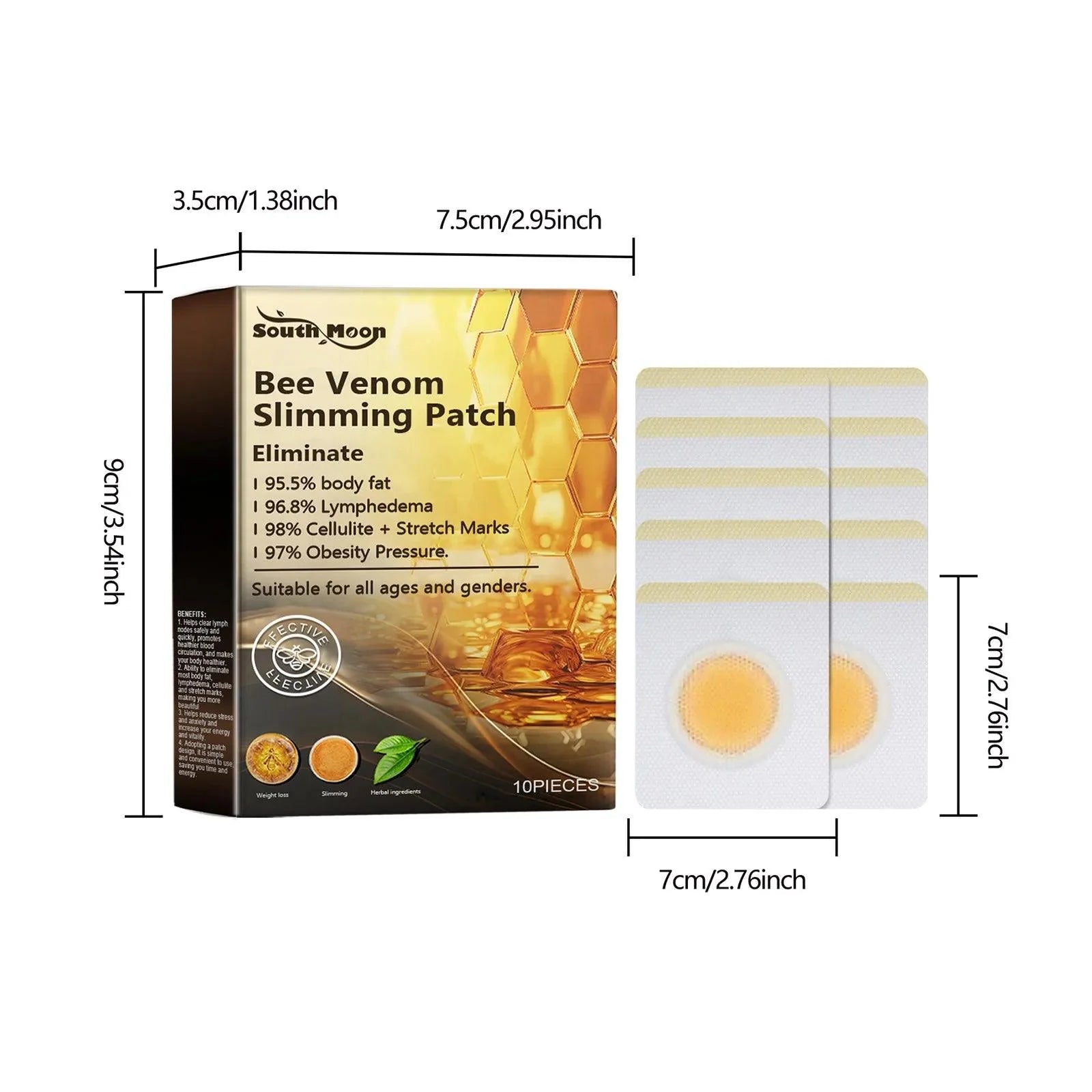 South Moon 10pcs Bee Venom Body Shaping Patch Belly Slimming Weight Loss Detox Abdominal Relieve Stress Muscle Tighten Patches