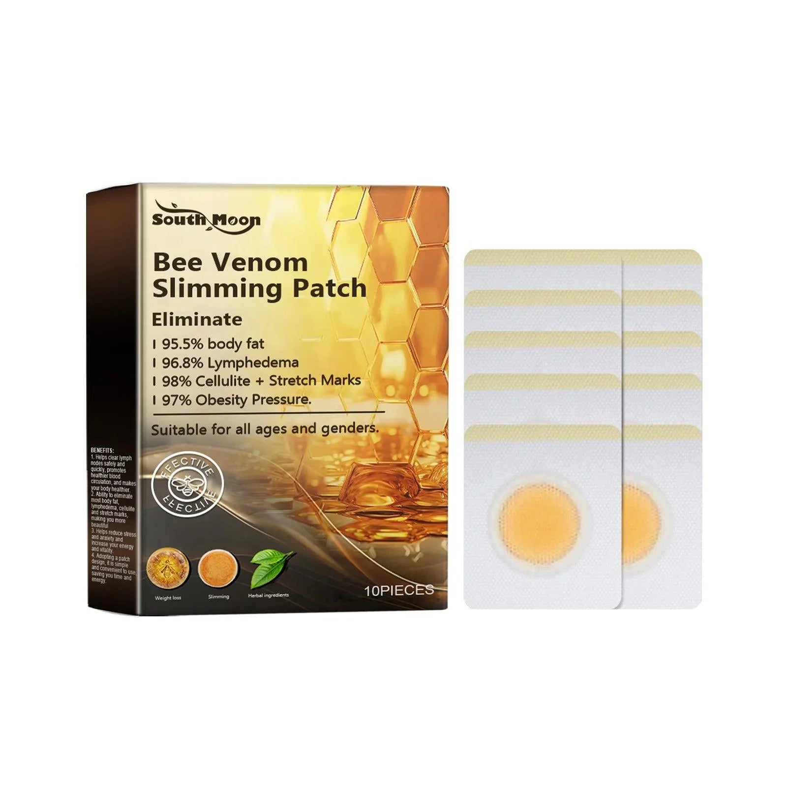 South Moon 10pcs Bee Venom Body Shaping Patch Belly Slimming Weight Loss Detox Abdominal Relieve Stress Muscle Tighten Patches