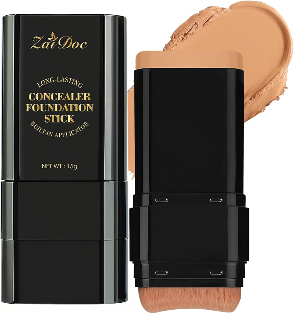 Concealer Foundation Stick, 2-in-1 Long-Lasting Foundation and Concealer with Brush