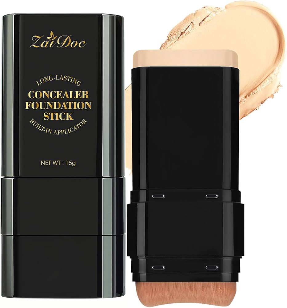 Concealer Foundation Stick, 2-in-1 Long-Lasting Foundation and Concealer with Brush