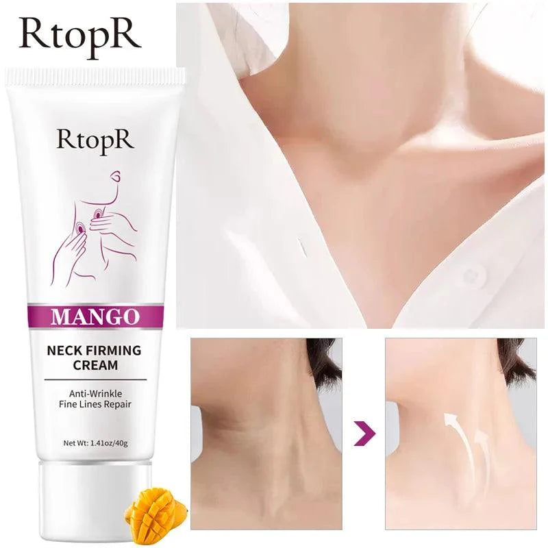 RtopR Mango Neck Firming Cream Anti-wrinkle Fine Line Repair Neck Cream Mild Whitening Moisturizing Hydrating Neck Treatment 40g