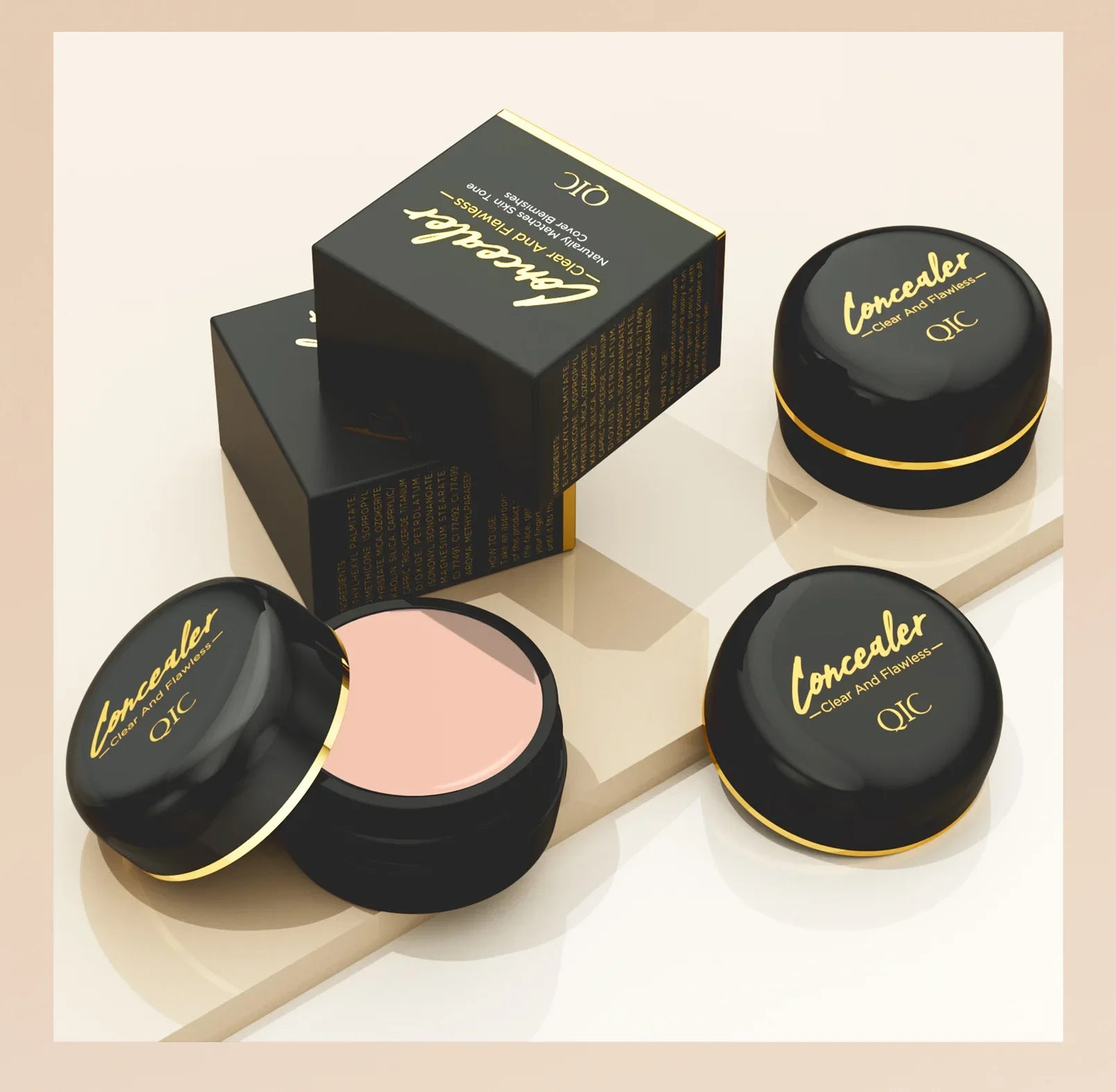 QIC Concealer Cover Freckles Dark Circles Acne Scars Quick-dry Waterproof Longlasting Acne Concealer Flawless Foundation Makeup