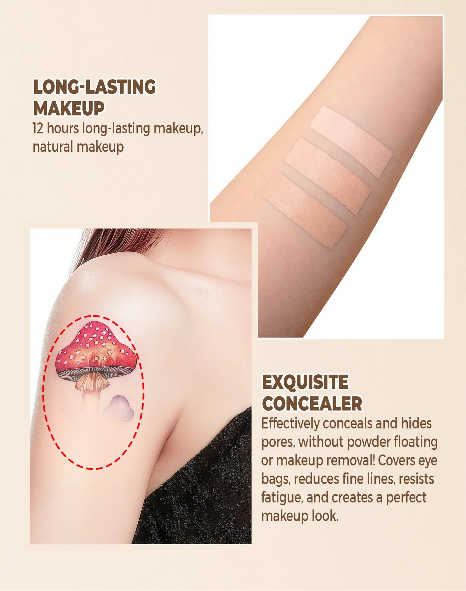 QIC Concealer Cover Freckles Dark Circles Acne Scars Quick-dry Waterproof Longlasting Acne Concealer Flawless Foundation Makeup