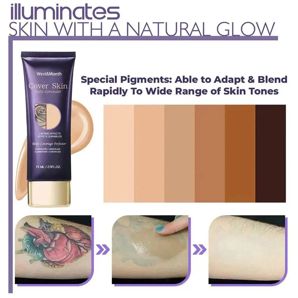 Natural Tattoo Concealer 74ml Full Coverage Tattoo Dark Circles Hide Blemishes Acne Scars Correct Pigment Waterproof Lasting
