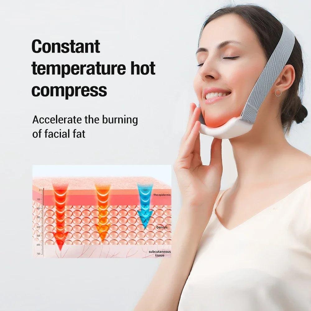 EMS Double Chin V Shape Lifter Belt Facial Lifting Massager Face Slimming Vibration Face Lift Hot Compress Reduce Double Chin