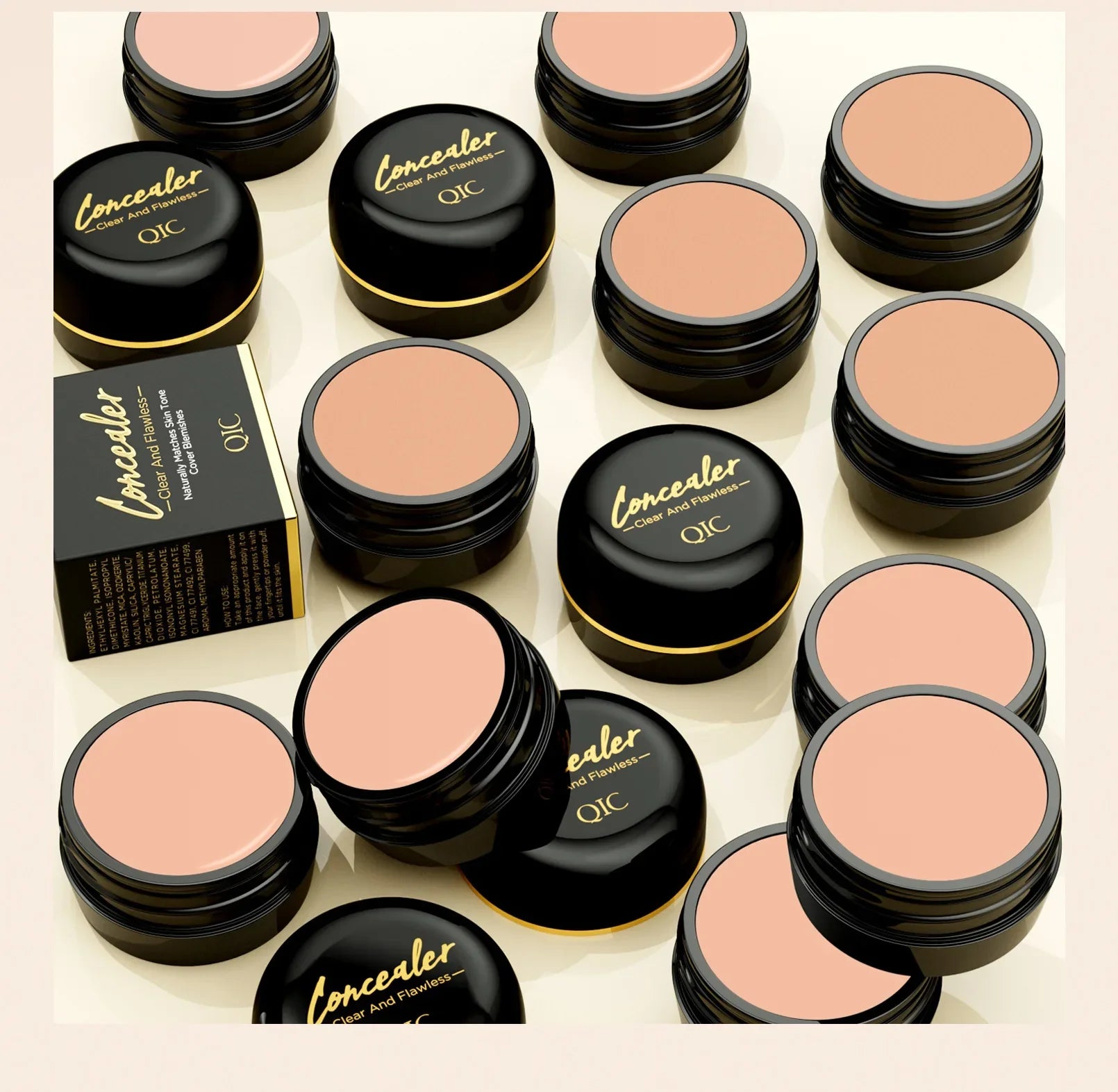 QIC Concealer Cover Freckles Dark Circles Acne Scars Quick-dry Waterproof Longlasting Acne Concealer Flawless Foundation Makeup