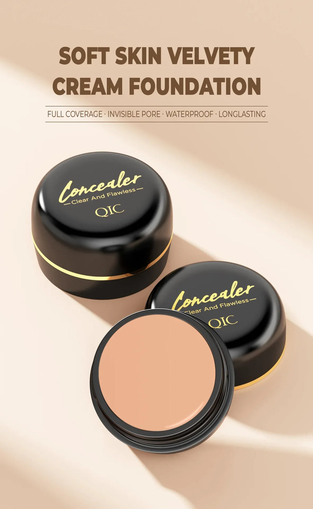 QIC Concealer Cover Freckles Dark Circles Acne Scars Quick-dry Waterproof Longlasting Acne Concealer Flawless Foundation Makeup