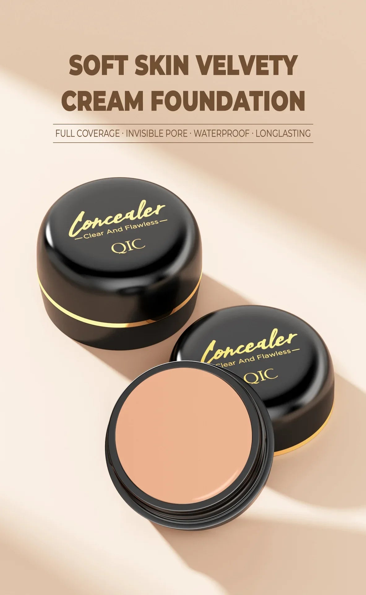 QIC Concealer Cover Freckles Dark Circles Acne Scars Quick-dry Waterproof Longlasting Acne Concealer Flawless Foundation Makeup