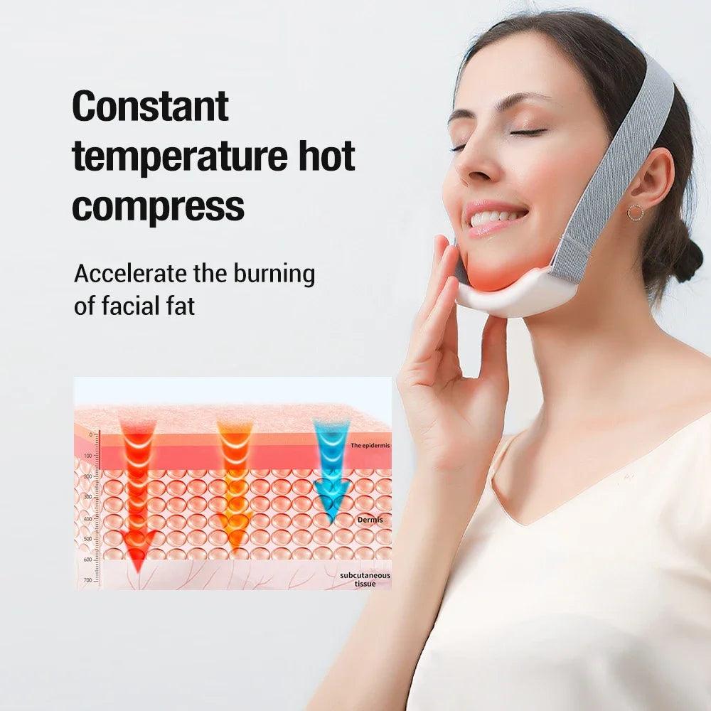 EMS Double Chin V Shape Lifter Belt Facial Lifting Massager Face Slimming Vibration Face Lift Hot Compress Reduce Double Chin