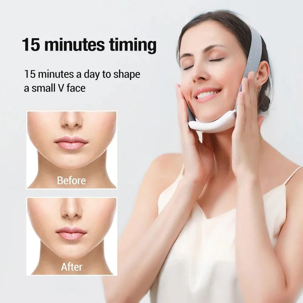 EMS Double Chin V Shape Lifter Belt Facial Lifting Massager Face Slimming Vibration Face Lift Hot Compress Reduce Double Chin