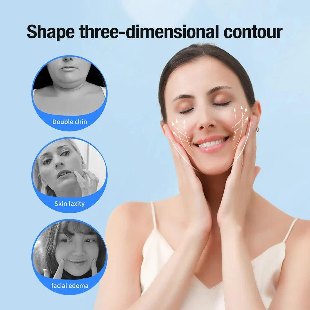 EMS Double Chin V Shape Lifter Belt Facial Lifting Massager Face Slimming Vibration Face Lift Hot Compress Reduce Double Chin