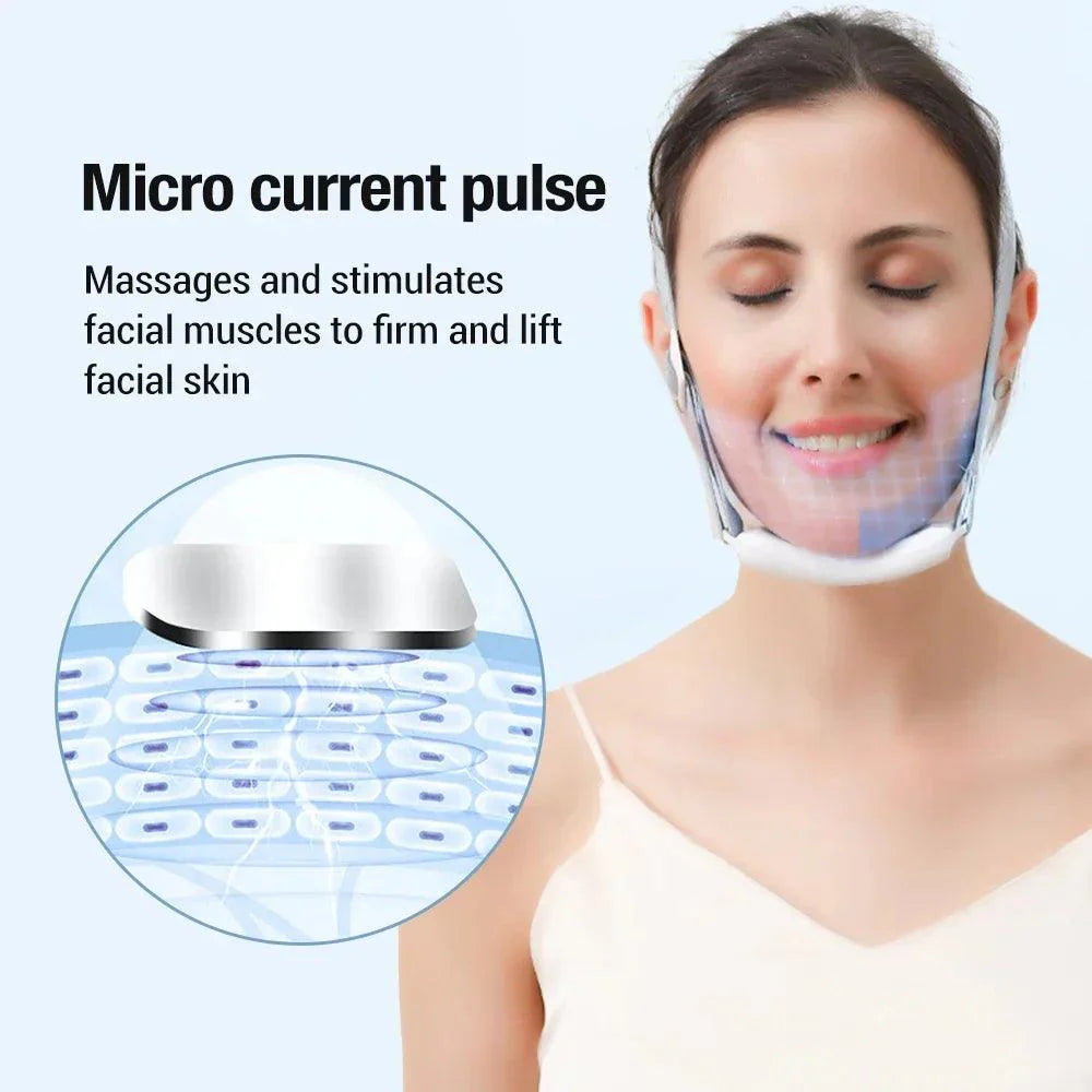 EMS Double Chin V Shape Lifter Belt Facial Lifting Massager Face Slimming Vibration Face Lift Hot Compress Reduce Double Chin
