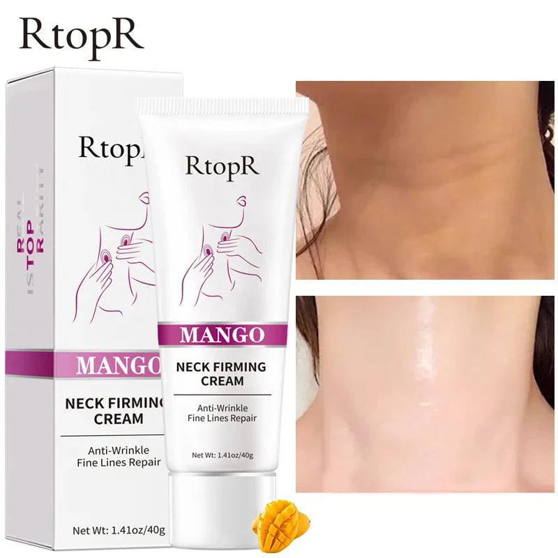 RtopR Mango Neck Firming Cream Anti-wrinkle Fine Line Repair Neck Cream Mild Whitening Moisturizing Hydrating Neck Treatment 40g