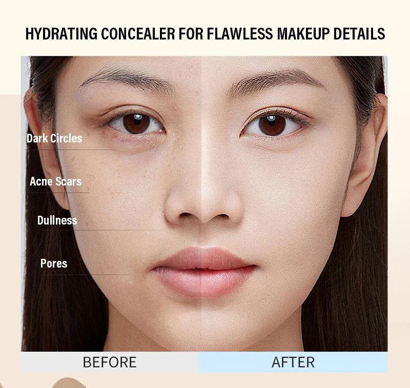 Moisturizing Concealer Face Brightening Concealer Covering Acne Scar and Dark Circles Under The Eyes Concealer Pen Liquid Makeup
