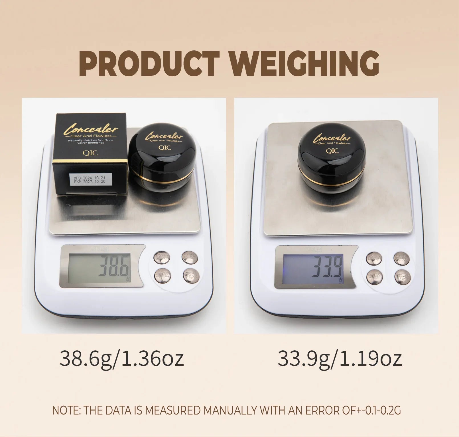 QIC Concealer Cover Freckles Dark Circles Acne Scars Quick-dry Waterproof Longlasting Acne Concealer Flawless Foundation Makeup