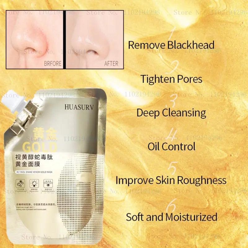 Retinol Snake Venom Gold Mask: Anti-Aging & Oil Control - BEAUTIRON