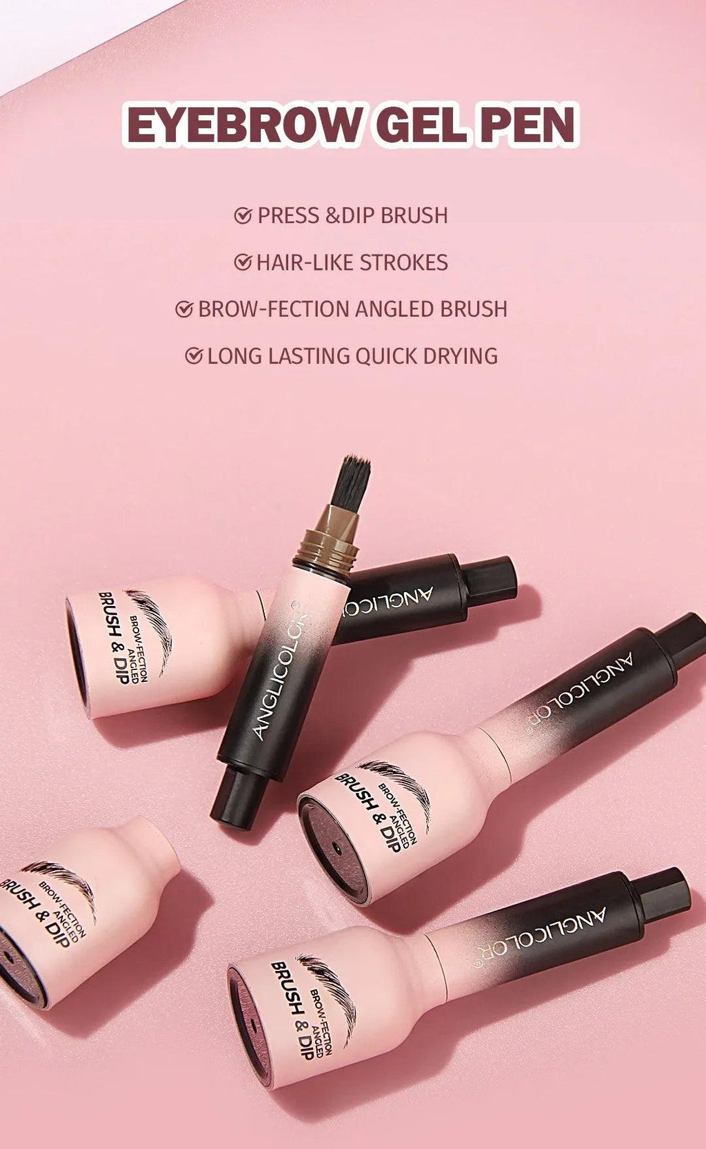 3D Wild Eyebrow Pencil Microblading Eyebrow Tint Pen Square Angled Brush Brow Dye Cream Anti-smudge Waterproof Multifunction
