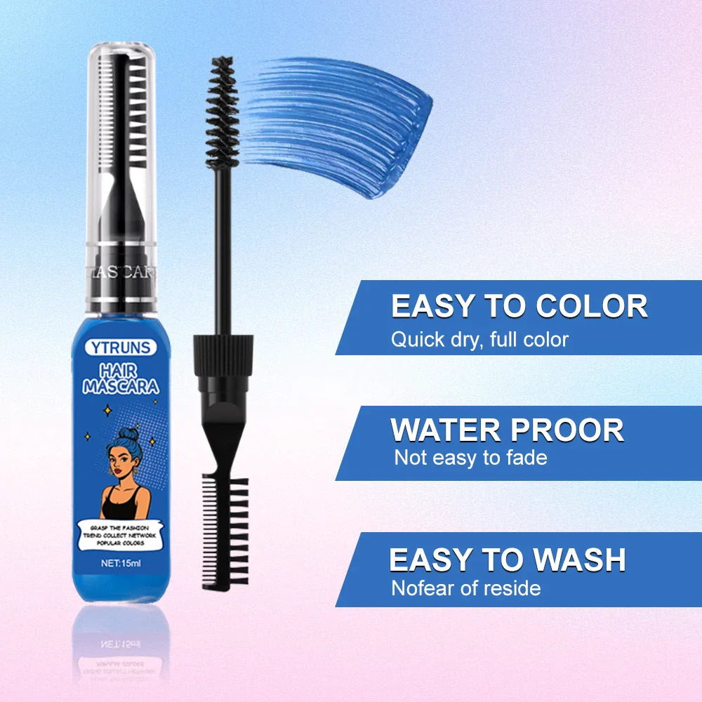 13 Color Temporary Hair Dye  -  Single Brush Included, Buildable Long Lasting Hair Paint, Smudge Resistant for Party & Stage