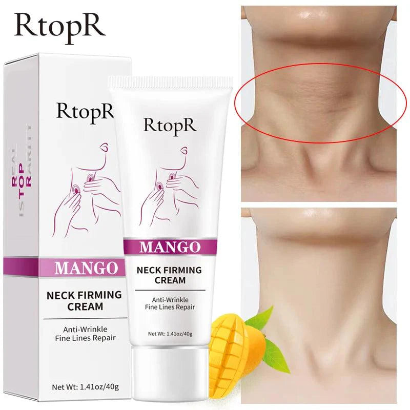 RtopR Mango Neck Firming Cream Anti-wrinkle Fine Line Repair Neck Cream Mild Whitening Moisturizing Hydrating Neck Treatment 40g