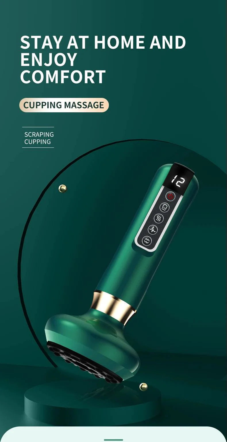 Electric Cupping Massager Vacuum Suction Cup GuaSha Anti Cellulite Beauty Health Scraping Infrared Heat Slimming Massage Therapy
