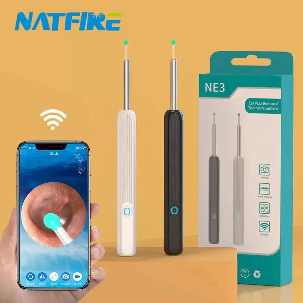 NATFIRE NE3 Ear Cleaner High Precision Ear Wax Removal Tool with Camera LED Light Wireless Otoscope Smart Ear Cleaning Kit - BEAUTIRON