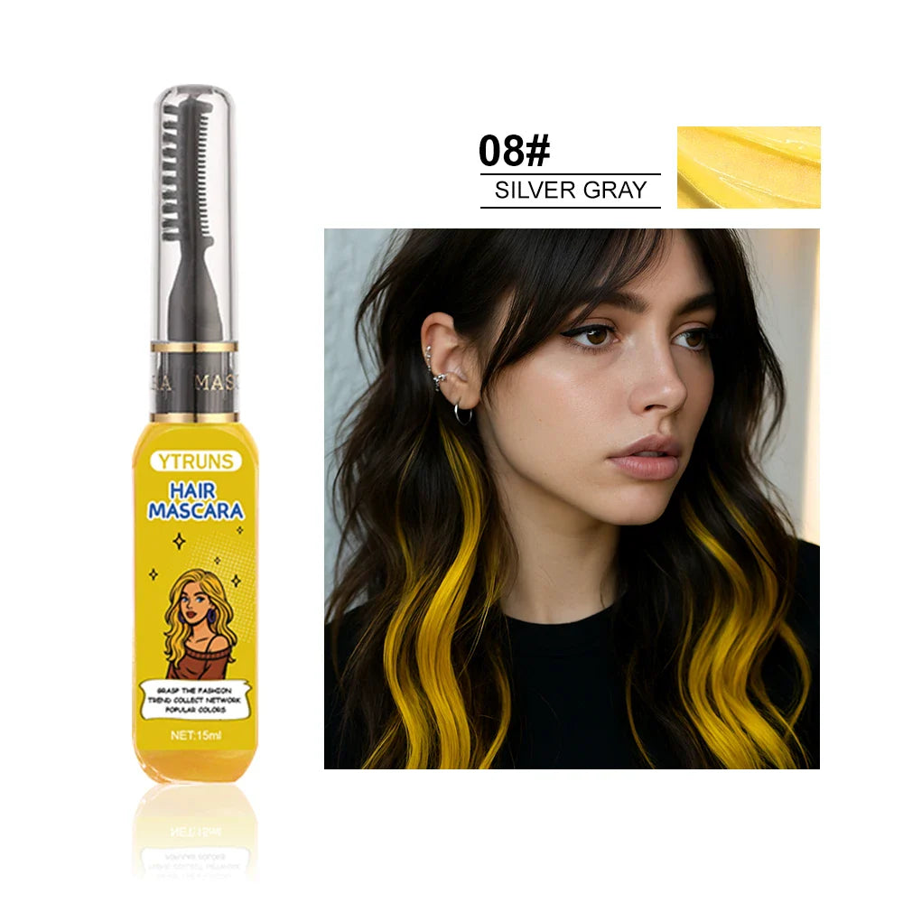 13 Color Temporary Hair Dye  -  Single Brush Included, Buildable Long Lasting Hair Paint, Smudge Resistant for Party & Stage
