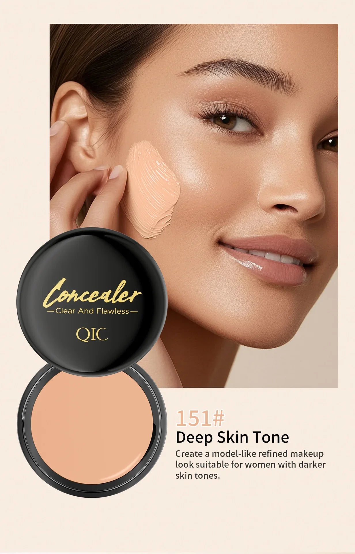 QIC Concealer Cover Freckles Dark Circles Acne Scars Quick-dry Waterproof Longlasting Acne Concealer Flawless Foundation Makeup