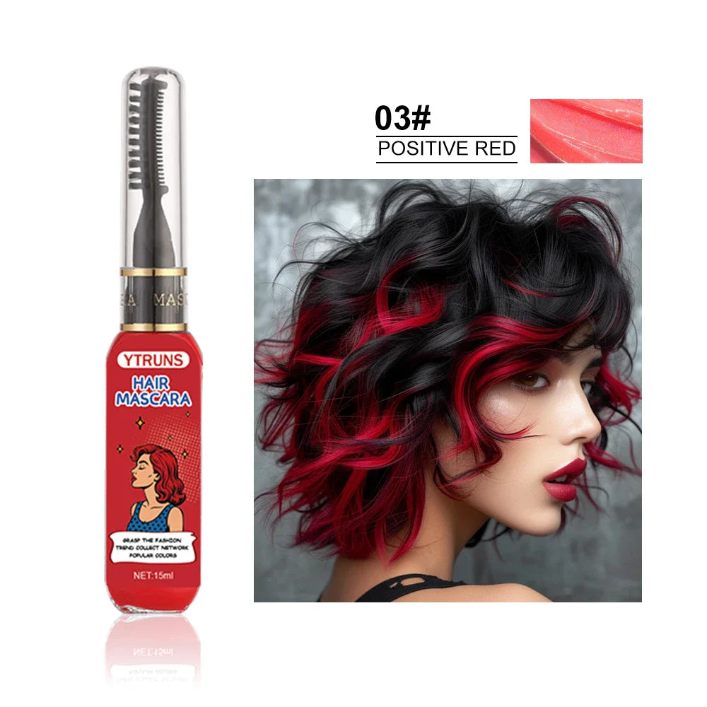 13 Color Temporary Hair Dye  -  Single Brush Included, Buildable Long Lasting Hair Paint, Smudge Resistant for Party & Stage
