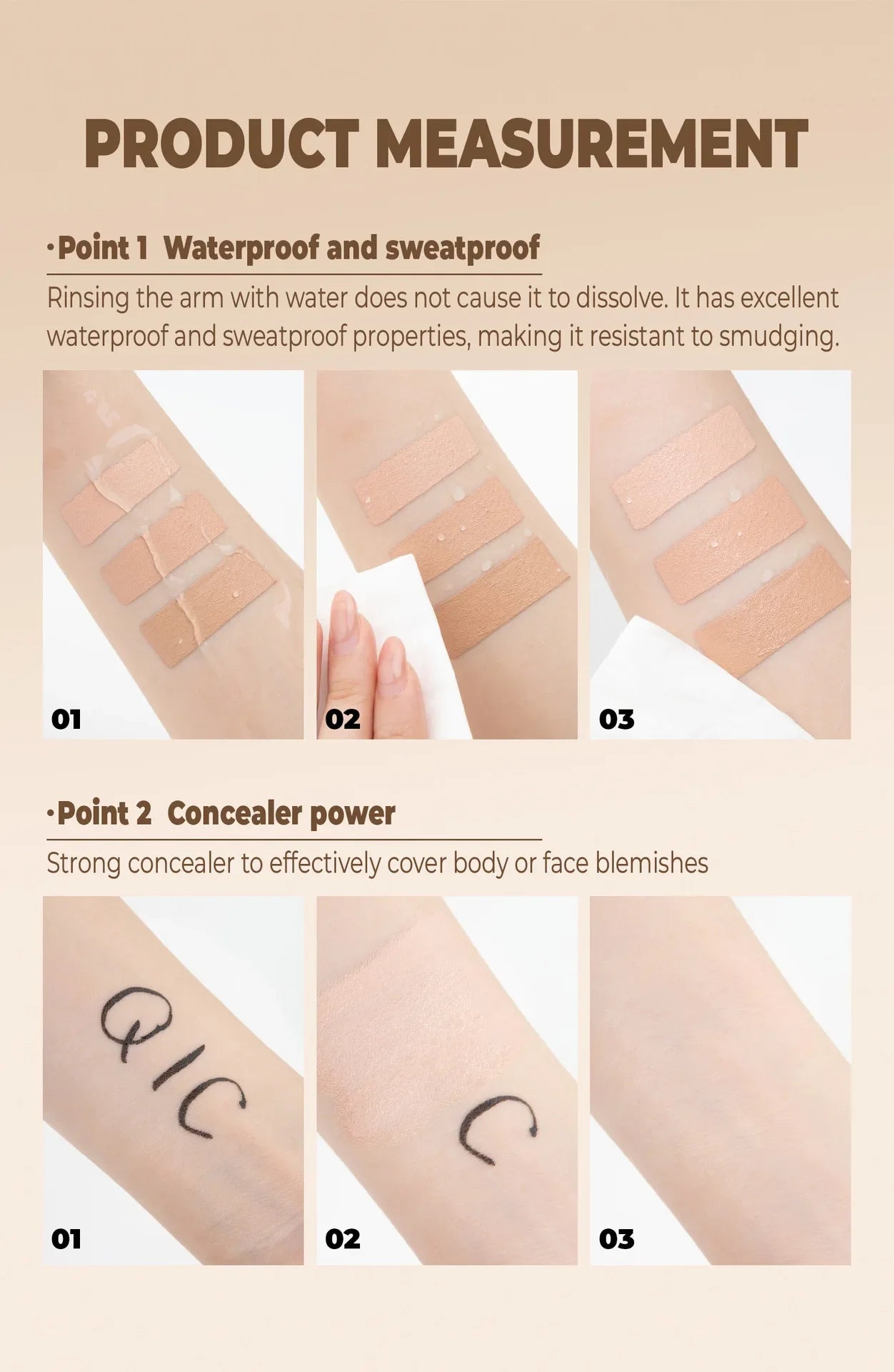 QIC Concealer Cover Freckles Dark Circles Acne Scars Quick-dry Waterproof Longlasting Acne Concealer Flawless Foundation Makeup