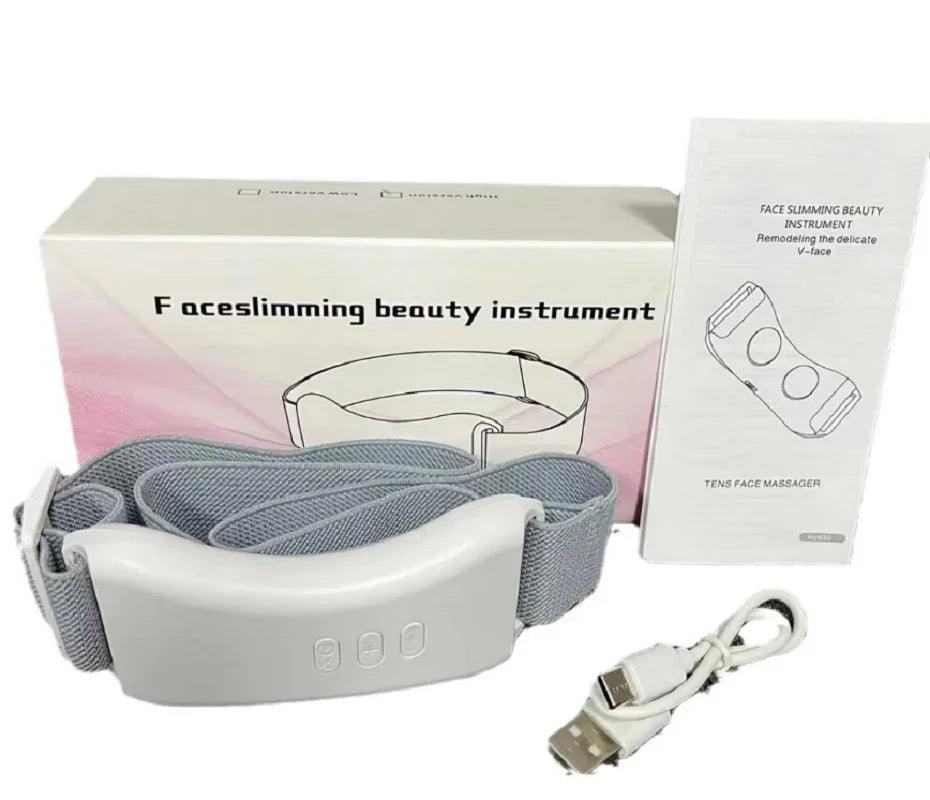 EMS Double Chin V Shape Lifter Belt Facial Lifting Massager Face Slimming Vibration Face Lift Hot Compress Reduce Double Chin