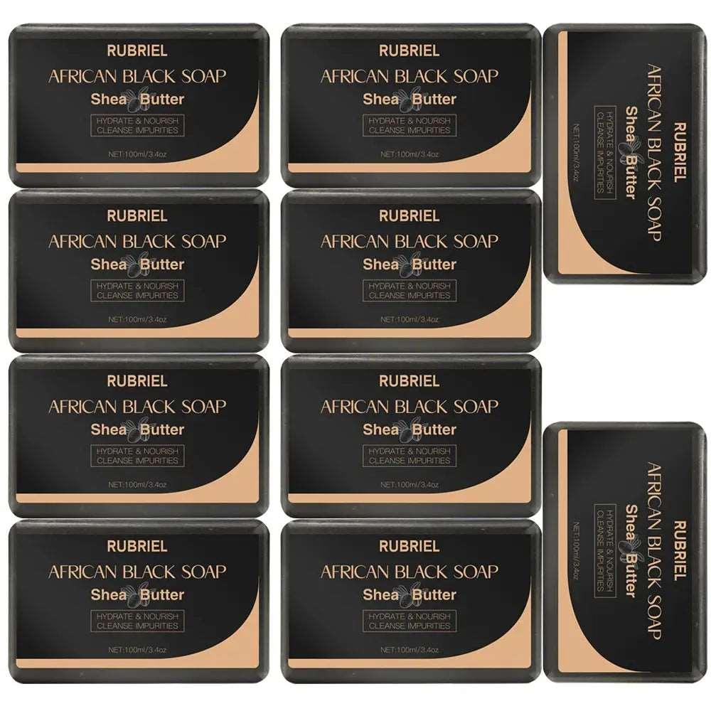 100g AFRICAN BLACK SOAP Shea Butter Bar Moisturizing Acne Treatment Cleanser for Clear Skin Care Deep Cleaning Glowing - BEAUTIRON