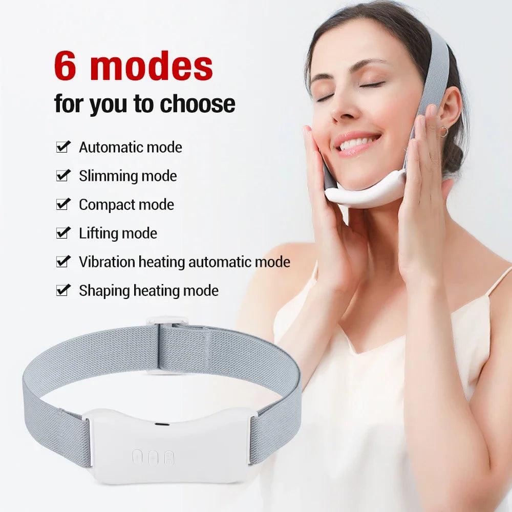 EMS Double Chin V Shape Lifter Belt Facial Lifting Massager Face Slimming Vibration Face Lift Hot Compress Reduce Double Chin