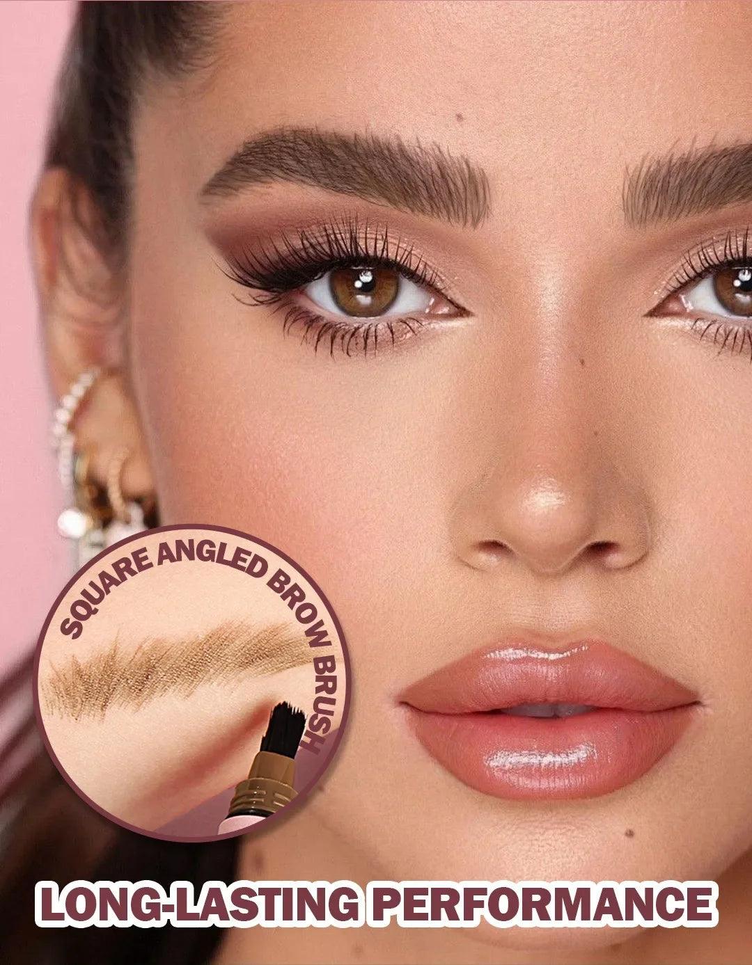 3D Wild Eyebrow Pencil Microblading Eyebrow Tint Pen Square Angled Brush Brow Dye Cream Anti-smudge Waterproof Multifunction