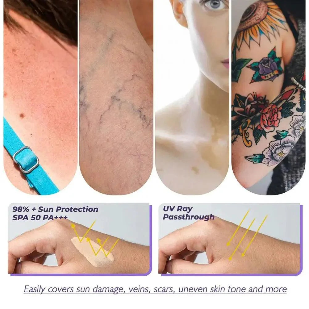 Natural Tattoo Concealer 74ml Full Coverage Tattoo Dark Circles Hide Blemishes Acne Scars Correct Pigment Waterproof Lasting