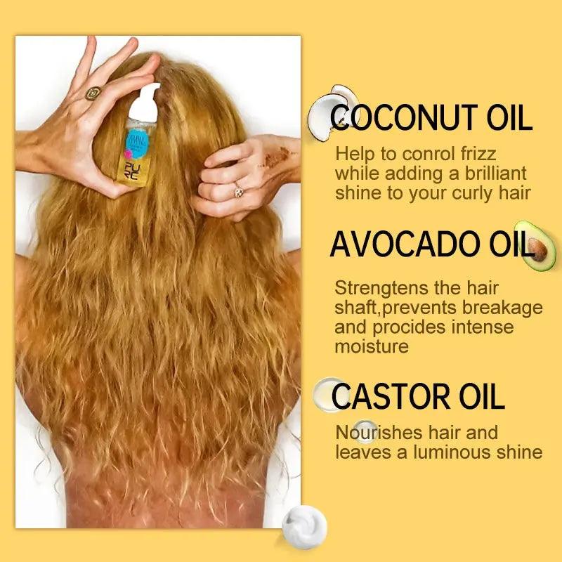 PURC Curly Hair Products Mousse Care Coconut Oil Smoothing Frizz Control Enhanced Curl Wavy Wigs Hair Styling Cream Mousse Foam - BEAUTIRON