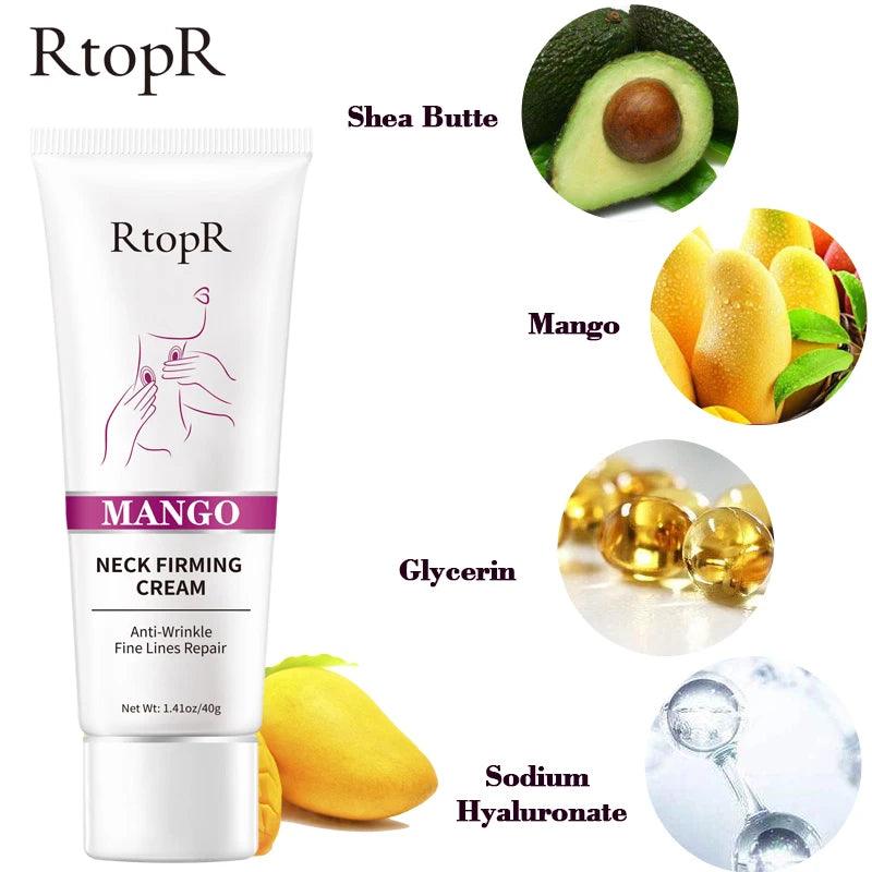 RtopR Mango Neck Firming Cream Anti-wrinkle Fine Line Repair Neck Cream Mild Whitening Moisturizing Hydrating Neck Treatment 40g