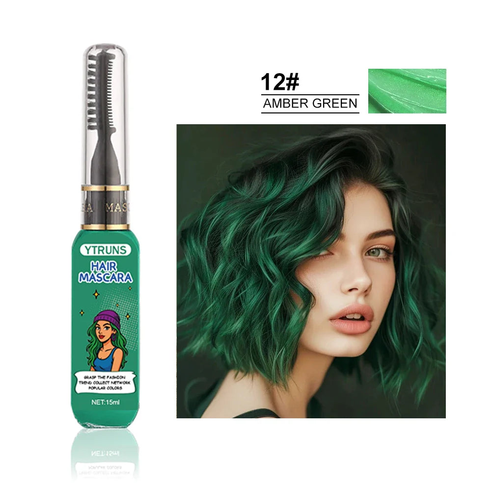 13 Color Temporary Hair Dye  -  Single Brush Included, Buildable Long Lasting Hair Paint, Smudge Resistant for Party & Stage