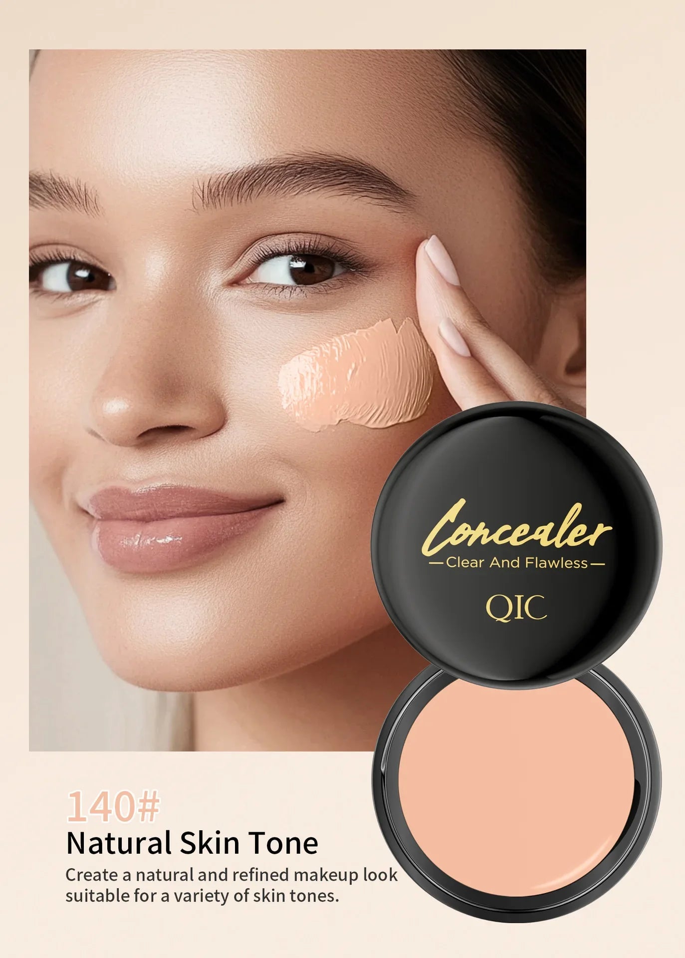 QIC Concealer Cover Freckles Dark Circles Acne Scars Quick-dry Waterproof Longlasting Acne Concealer Flawless Foundation Makeup