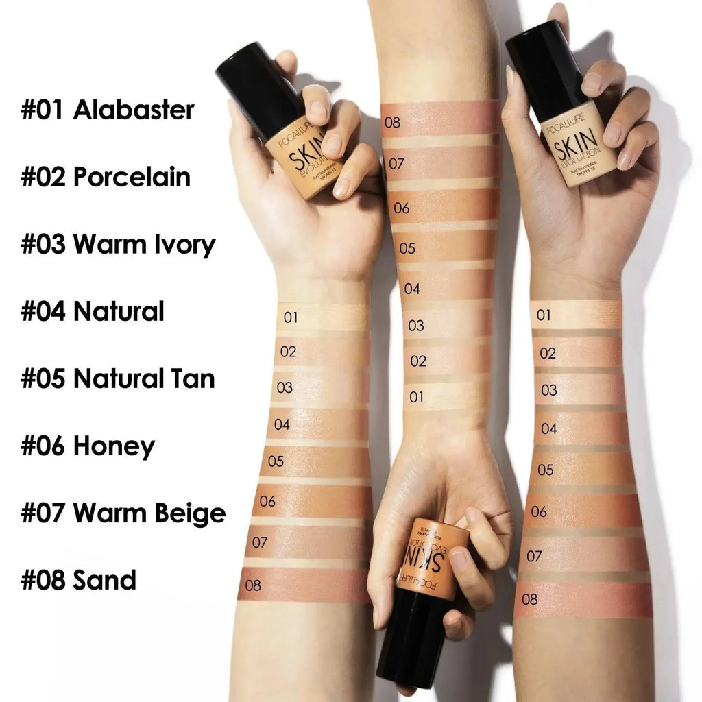 FOCALLURE Waterproof Matte Face Liquid Foundation Full Coverage Concealer Whitening Face Makeup Base Cream Cosmetics for Women - BEAUTIRON