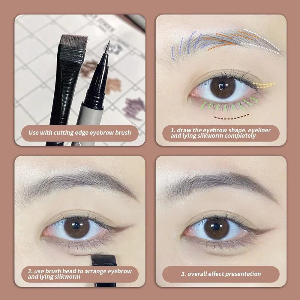 Lasting Liquid Eyebrow Pencil 0.01mm Ultra-fine Outline Lying Silkworm Eyeliner Waterproof Non-smudge Smooth Eyebrow Tattoo Pen