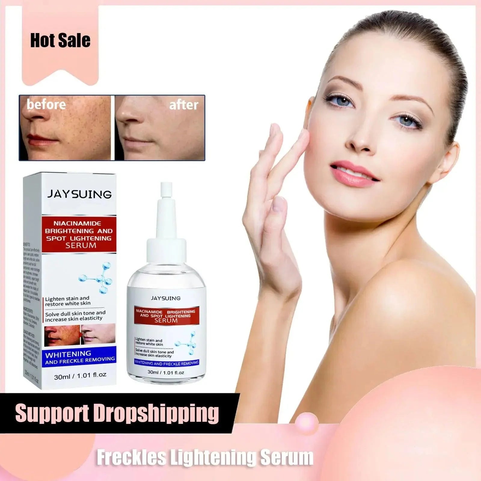 Effective Whitening Serum Remove Dark Spots Freckle Essence Anti-Aging Niacinamide Fade Pigmentation Melasma Brighten Skin Care - BEAUTIRON