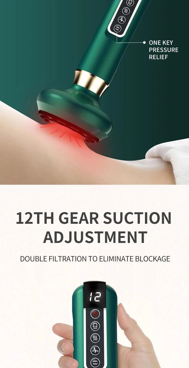 Electric Cupping Massager Vacuum Suction Cup GuaSha Anti Cellulite Beauty Health Scraping Infrared Heat Slimming Massage Therapy