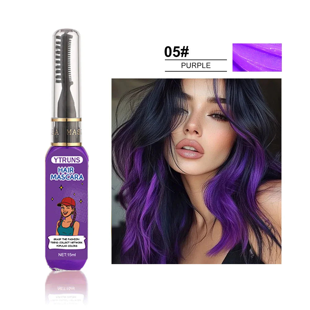 13 Color Temporary Hair Dye  -  Single Brush Included, Buildable Long Lasting Hair Paint, Smudge Resistant for Party & Stage