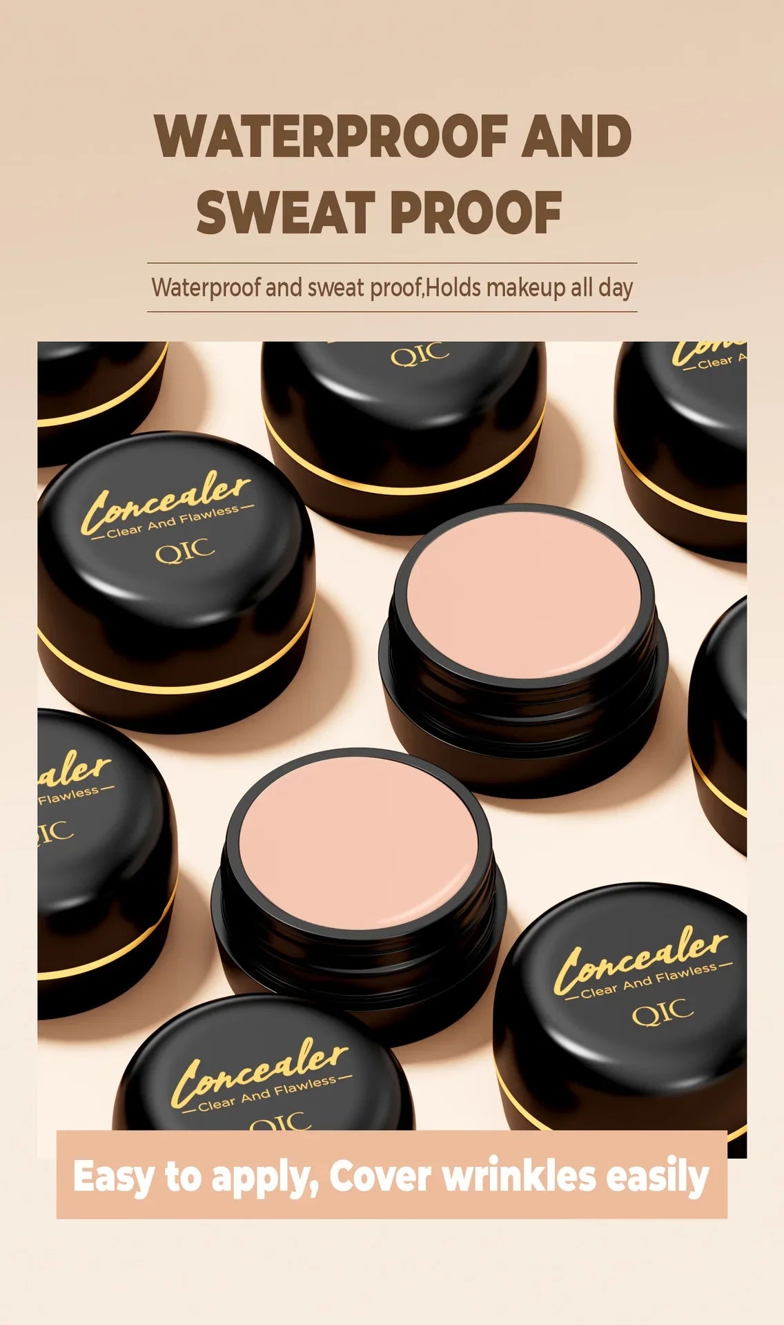 QIC Concealer Cover Freckles Dark Circles Acne Scars Quick-dry Waterproof Longlasting Acne Concealer Flawless Foundation Makeup