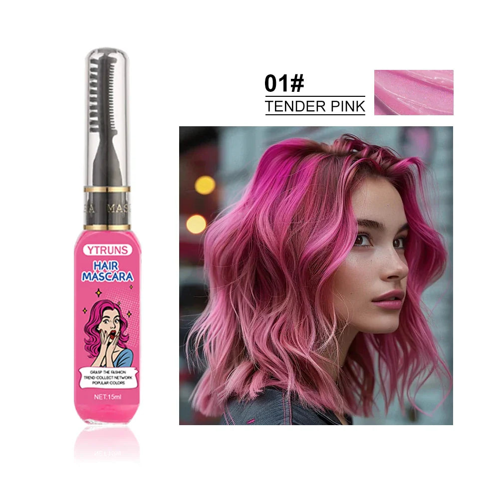 13 Color Temporary Hair Dye  -  Single Brush Included, Buildable Long Lasting Hair Paint, Smudge Resistant for Party & Stage