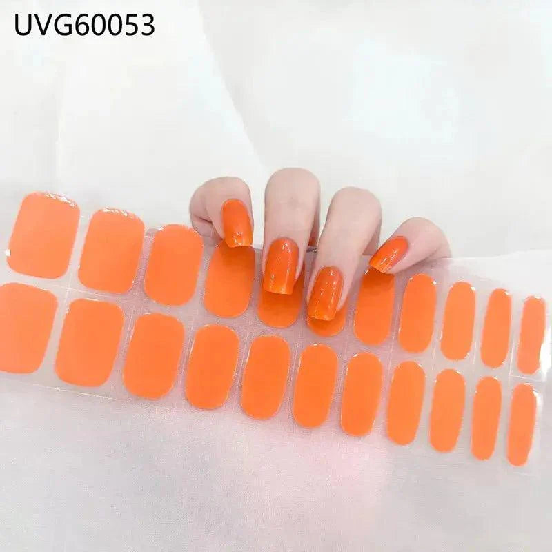 Semi Cured Gel Nails Stickers for UV LED Lamp Adhesive Full Wrap Waterproof DIY Women Fashion Gel Nail Wraps Art Decorations - BEAUTIRON